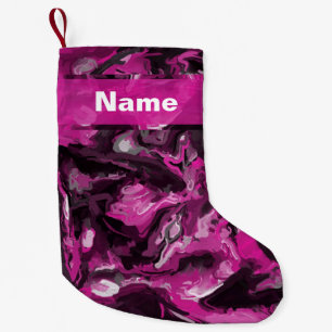 Roze, zwarte, witte en grijze rondjes kleine kerstsok