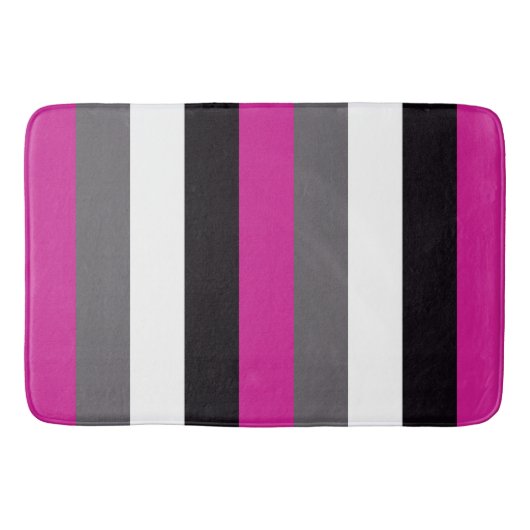 Roze, zwarte, witte en grijze strepen badmat (Voorkant)