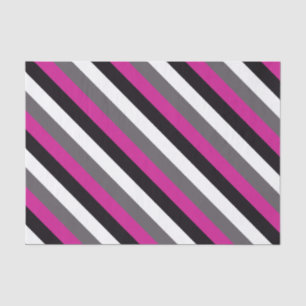 Roze, zwarte, witte en grijze strepen tissuepapier