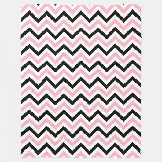 Roze, zwarte, witte grote Chevron ZigZag Pattern Fleece Deken (Voorkant)