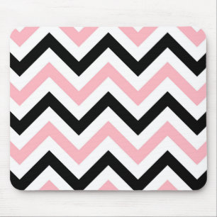Roze, zwarte, witte grote Chevron ZigZag Pattern Muismat