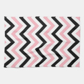 Roze, zwarte, witte grote Chevron ZigZag Pattern Theedoek (Horizontaal)