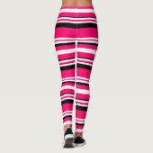 Roze zwarte witte horizontale strepen leggings (Achterkant)