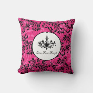 Roze zwarte witte luchter, Scroll Pillow Kussen