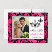 Roze zwarte witte luchters Dank je Post Kaart (Voorkant / Achterkant)