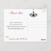Roze zwarte witte luchters Dank je Post Kaart (Achterkant)
