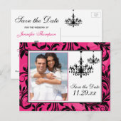 Roze zwarte witte luchters sparen de Datum Kaart 2 (Voorkant / Achterkant)