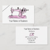 Roze, zwarte, witte, naaimachine visitekaartje (Voorkant / Achterkant)