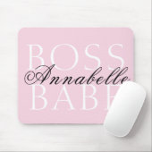 Roze zwarte witte scriptnaam Boss Babe Muismat (Met muis)