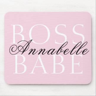 Roze zwarte witte scriptnaam Boss Babe Muismat