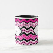 Roze, zwarte, witte strepen, speciaal gepersonalis mok (Midden)