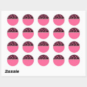 Roze & Zwarte Zebra & Diamanten Adresetiketten Ronde Sticker (Vel)
