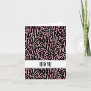 Roze Zwarte Zebra Print Dank u Bedankkaart