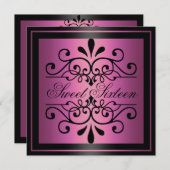 Roze & Zwarte Zoete Uitnodiging 16 (Voorkant / Achterkant)