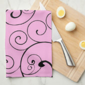 Roze zwarte zwemmen keukendoek theedoek (Quarter Fold)