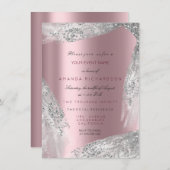 Roze zweet 16e Bridal Silver Grey Roos Mauve Kaart (Voorkant / Achterkant)