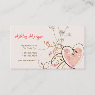 Roze zweet heart & Butterfly Swirls Profile Card Visitekaartje