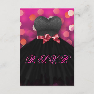 Roze zweet Sixteen Black Dress Birthday RSVP Kaartje