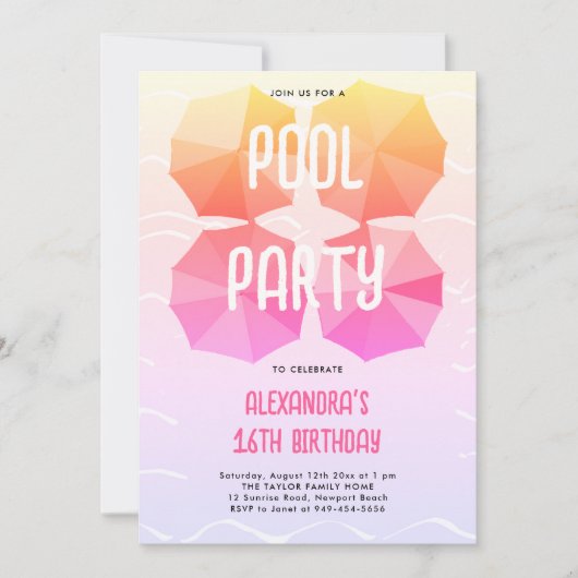 Roze zwembad verjaardagsfeest paraplu's Cool Sweet Kaart (Voorkant)