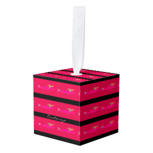 roze zwemblazen zwart kubus ornament