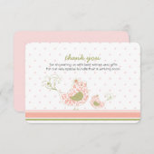 Roze Zwemrijke mam & Baby Bird Chic - Hartelijk da Bedankkaart (Voorkant / Achterkant)