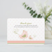 Roze Zwemrijke mam & Baby Bird Chic - Hartelijk da Bedankkaart (Staand voorkant)