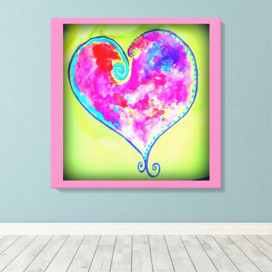 roze zwenkhart canvas afdruk (Insitu (Houten vloer))