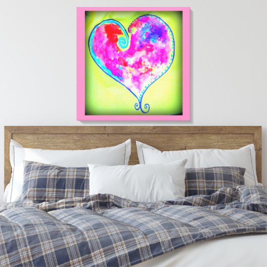roze zwenkhart canvas afdruk (Insitu (Slaapkamer))