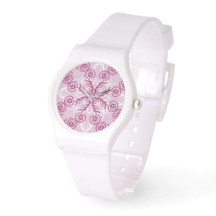 Roze zwirls volgen horloge