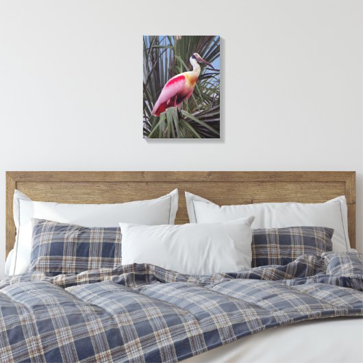 Rozeate Spoonbill canvas print (Insitu (Slaapkamer))