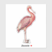 Rozeate Spoonbill  vogelillustratie Sticker (Vel)