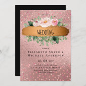 RozeGoud Metaalglitter Bloemen Folie Uitzicht Brui (Voorkant / Achterkant)