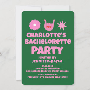 RozeGroen Handschrift Retro Bachelorette Party Kaart