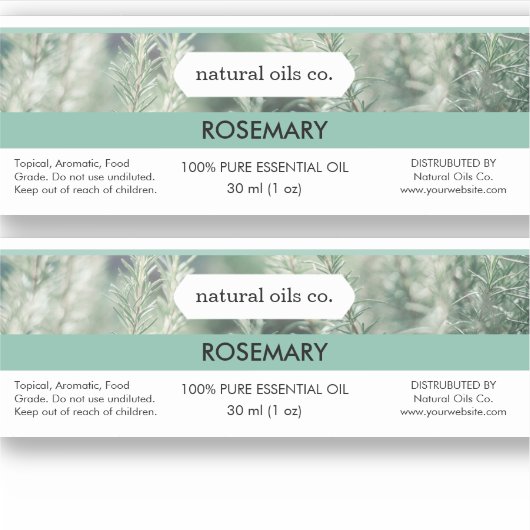 Rozemarijn Etherische Oliën Geur Fles Label (Voorkant)