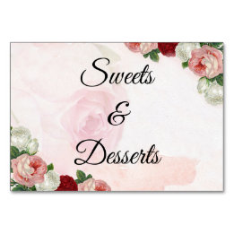 Rozen aangepaste bruiloft snoep of desserts tafel  kaart