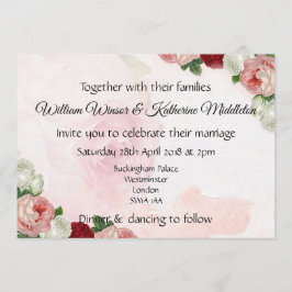 Rozen aangepaste bruiloft uitnodiging tweezijdig