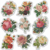 Rozen Antiek Elegante Bloemen Sticker (Voorkant)