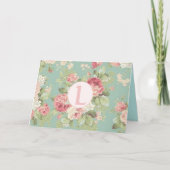 Rozen Aqua Floral Pattern Feestdagen Kaart (Voorkant)