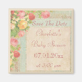Rozen Baby shower De datum opslaan Magneet (Voorkant)