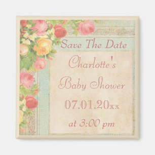 Rozen Baby shower sparen de Datum Magneet