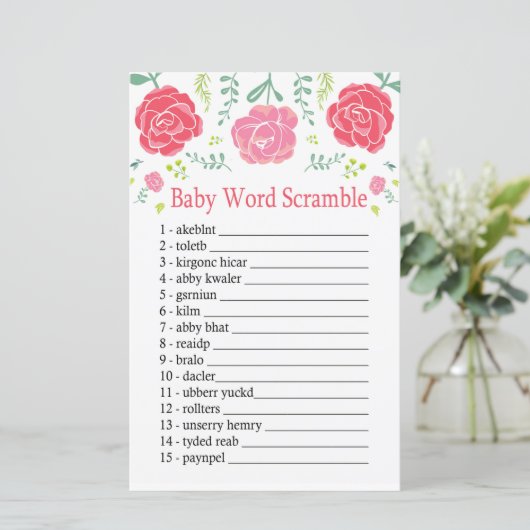 Rozen Baby-woordscramble (Staand voorkant)