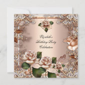 Rozen Beige Cream Gold Elegant Birthday Party Kaart (Voorkant)