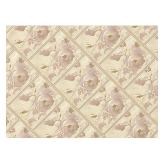 Rozen beige ingelijst tafelkleed (Voorkant (Horizontaal))