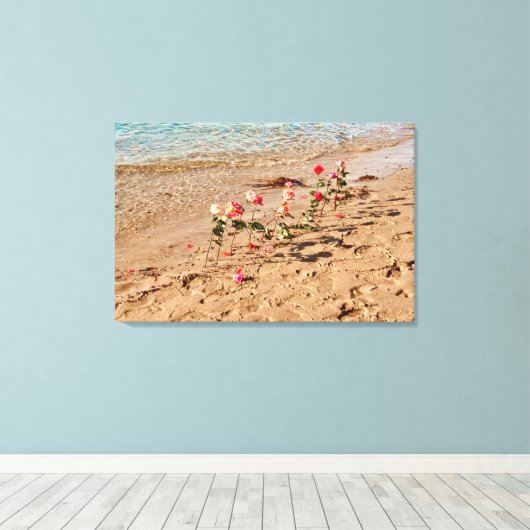 Rozen bij Zee Canvas (Insitu (Houten vloer))