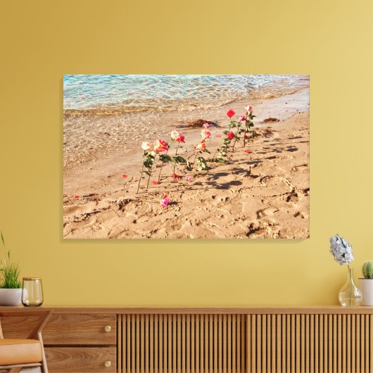 Rozen bij Zee Canvas Afdruk (Insitu (Woonkamer))
