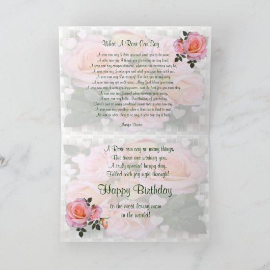 Rozen Birthday Kaart voor mam (Binnen)