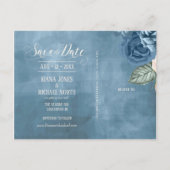 Rozen Blauw/Perzik sparen de Datum ID584 Aankondigingskaart (Achterkant)