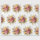 Rozen bloedig Burgundy Pattern Antiek Weddings Cadeaupapier (Vlak)