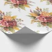 Rozen bloedig Burgundy Pattern Antiek Weddings Cadeaupapier (Hoek)