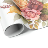 Rozen bloedig Burgundy Pattern Antiek Weddings Cadeaupapier (Rol Hoek)